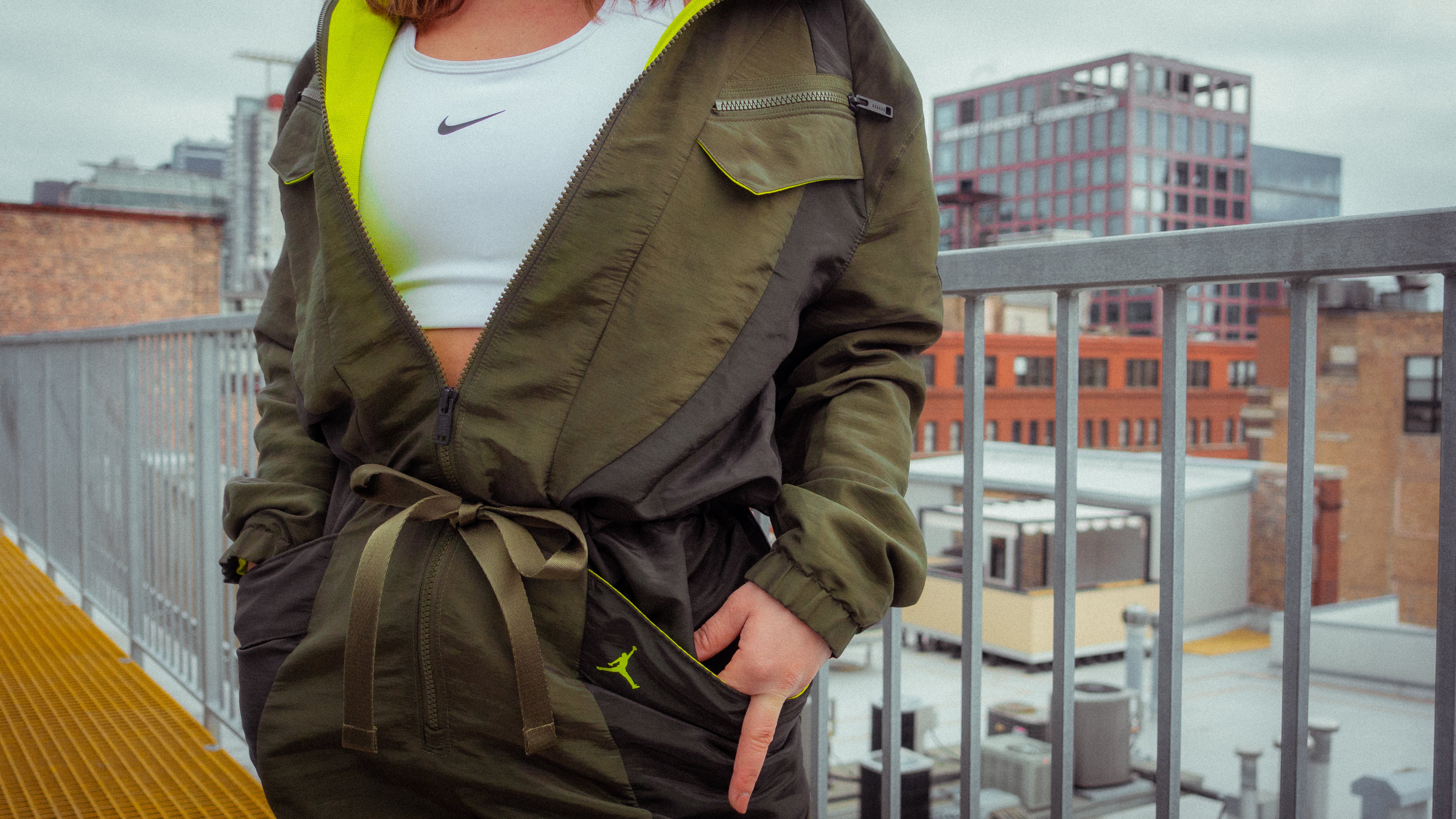Pre-Loved Jordan Nike Utility Nylon Flight Jumpsuit Olive Size