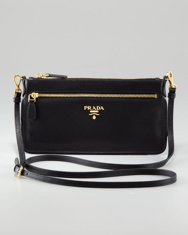 Prada Saffiano Leather Zip Crossbody Bag