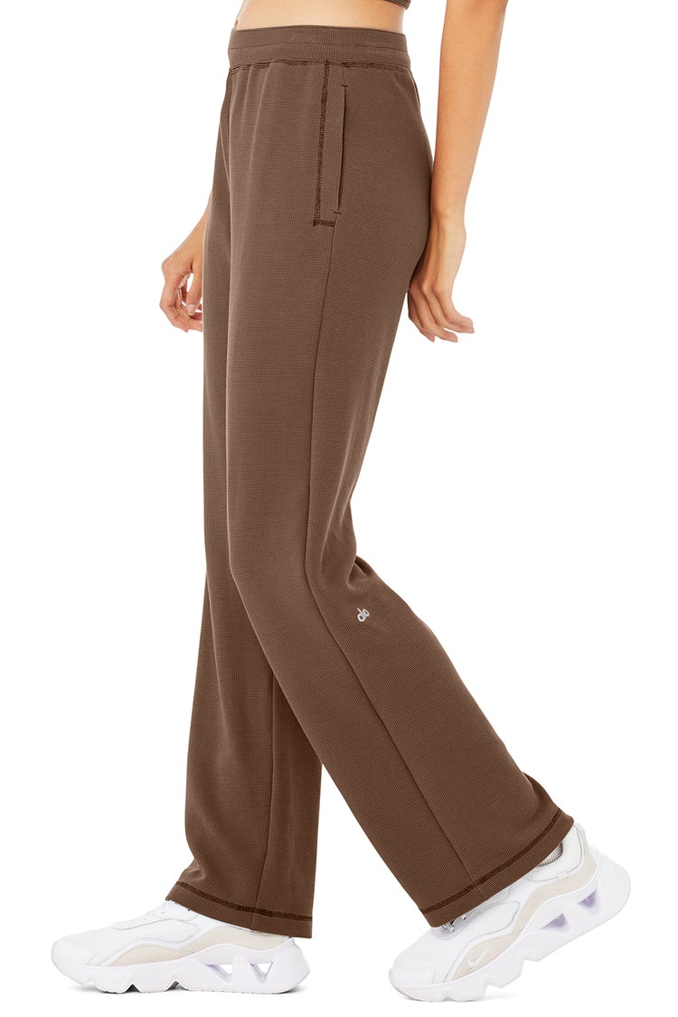 Micro Waffle High-Waist Pleasant Wide Leg Pants in Athletic Heather Grey by Alo  Yoga