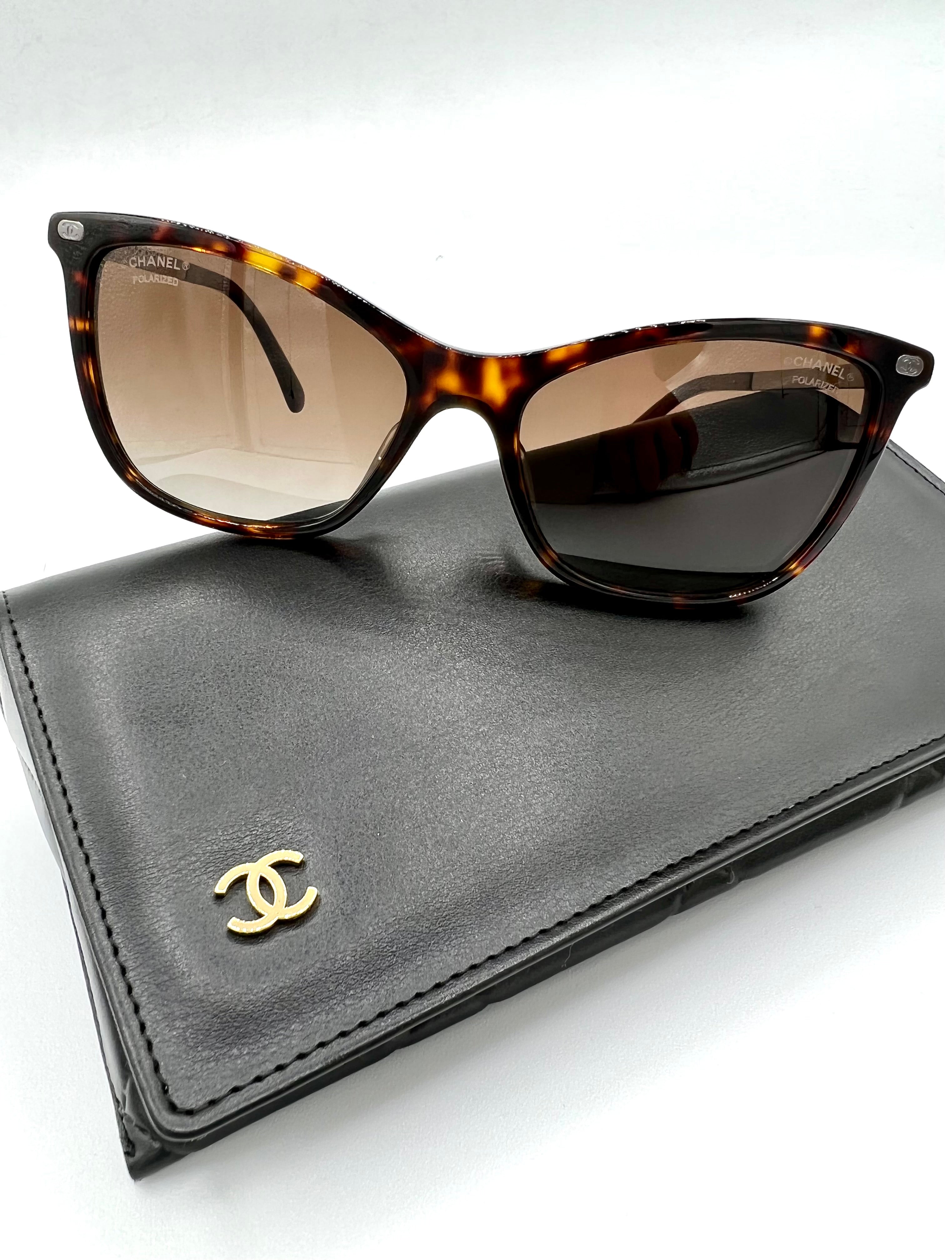 Chanel Black/Grey Gradient 6041 Cat Eye Sunglasses For Sale at 1stDibs