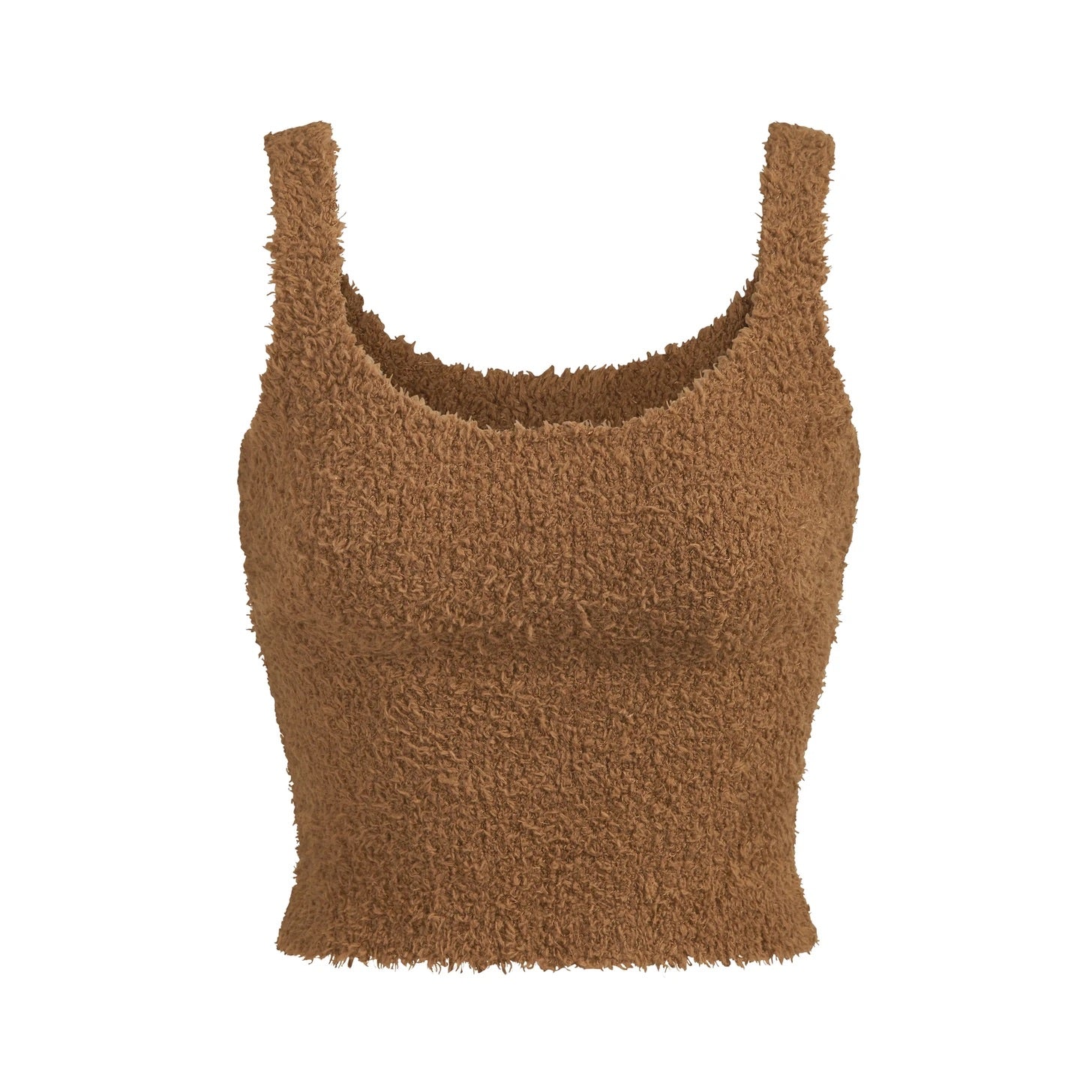 Skims Women's Cozy Knit Tank Crop Top Brown Size S/M